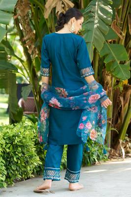  women kurta and pant sets cotton silk fabric 2