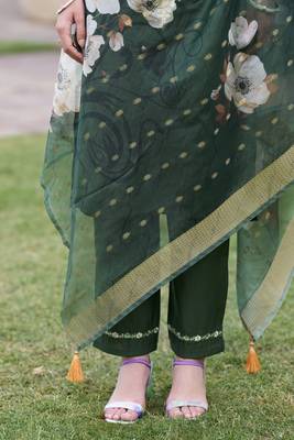  women kurta and pant sets  viscos roman silk fabric 4