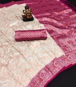 Koram Off White Kanjivaram Soft Silk Weaving Borders Havy Design Saree With Blouse For Women