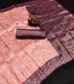 Koram Peach Kanjivaram Soft Silk Weaving Borders Havy Design Saree With Blouse For Women
