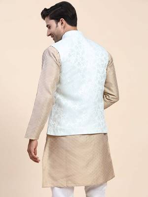 Aany's culture men's nehru jacket with digital print in cotton blend fabric 2