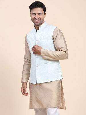 Aany's culture men's nehru jacket with digital print in cotton blend fabric 3