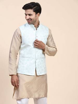 Aany's culture men's nehru jacket with digital print in cotton blend fabric 4