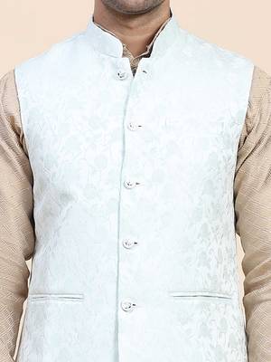 Aany's culture men's nehru jacket with digital print in cotton blend fabric 5