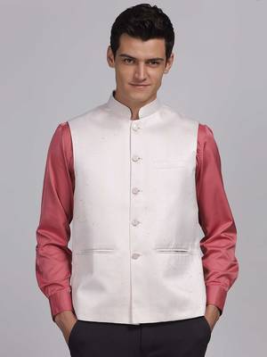 Aany's culture men's nehru jacket with digital print in cotton blend fabric 1