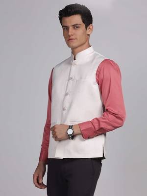Aany's culture men's nehru jacket with digital print in cotton blend fabric 3