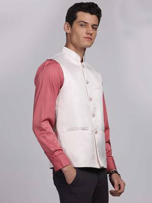 Aany's culture men's nehru jacket with digital print in cotton blend fabric 4