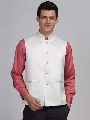 Aany's culture men's nehru jacket with digital print in cotton blend fabric 1