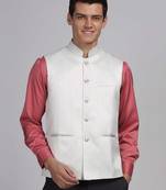 Aany's culture men's nehru jacket with digital print in cotton blend fabric