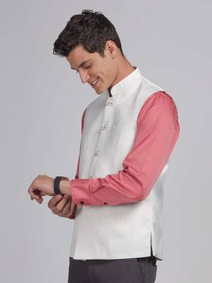 Aany's culture men's nehru jacket with digital print in cotton blend fabric 3
