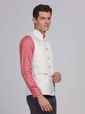 Aany's culture men's nehru jacket with digital print in cotton blend fabric 4