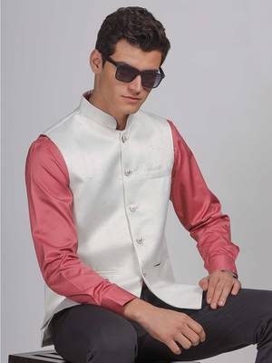 Aany's culture men's nehru jacket with digital print in cotton blend fabric 5