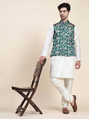 Aany's culture men's nehru jacket with digital print in cotton blend fabric 4
