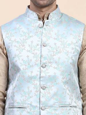 Aany's culture men's nehru jacket with digital print in cotton blend fabric 5