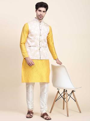 Aany's culture men's nehru jacket with digital print in cotton blend fabric 4