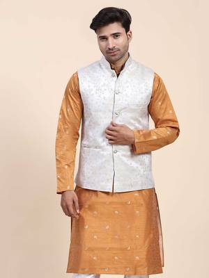 Aany's culture men's nehru jacket with digital print in cotton blend fabric 1
