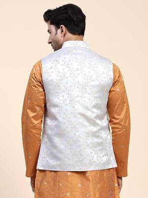 Aany's culture men's nehru jacket with digital print in cotton blend fabric 2