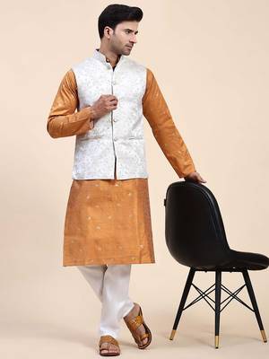 Aany's culture men's nehru jacket with digital print in cotton blend fabric 4