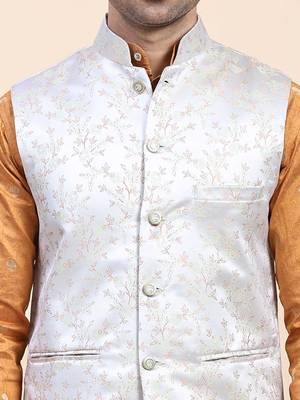 Aany's culture men's nehru jacket with digital print in cotton blend fabric 5