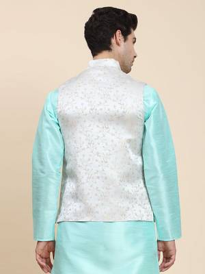 Aany's culture men's nehru jacket with digital print in cotton blend fabric 2