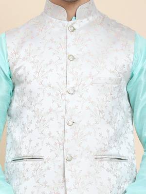 Aany's culture men's nehru jacket with digital print in cotton blend fabric 5