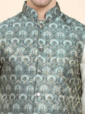 Aany's culture men's nehru jacket with digital print in cotton blend fabric 5