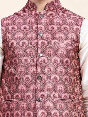 Aany's culture men's nehru jacket with digital print in cotton blend fabric 5