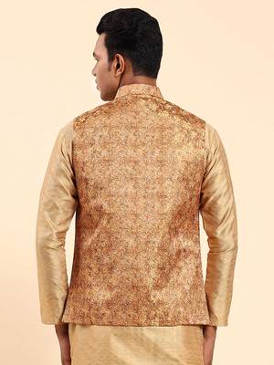 Aany's culture men's nehru jacket with digital print in cotton blend fabric 2