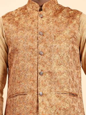 Aany's culture men's nehru jacket with digital print in cotton blend fabric 5