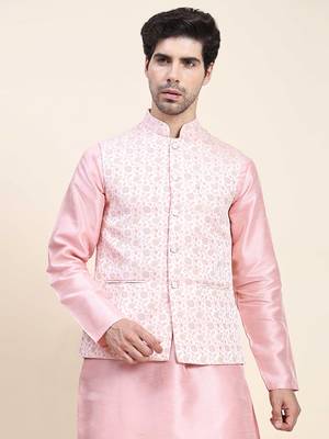 Aany's culture men's nehru jacket with digital print in cotton blend fabric 1
