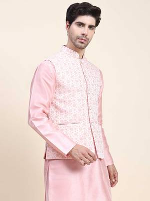 Aany's culture men's nehru jacket with digital print in cotton blend fabric 3