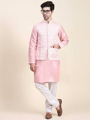 Aany's culture men's nehru jacket with digital print in cotton blend fabric 4