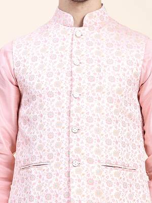 Aany's culture men's nehru jacket with digital print in cotton blend fabric 5