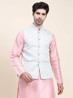 Aany's culture men's nehru jacket with digital print in cotton blend fabric 1