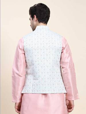 Aany's culture men's nehru jacket with digital print in cotton blend fabric 2