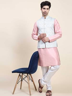 Aany's culture men's nehru jacket with digital print in cotton blend fabric 4