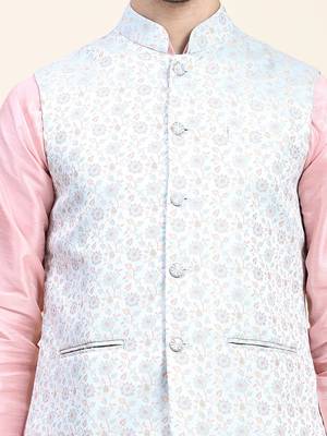 Aany's culture men's nehru jacket with digital print in cotton blend fabric 5