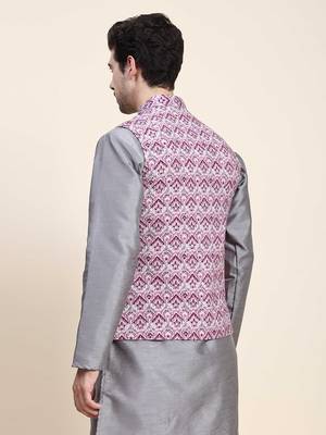 Aany's culture men's regular fit nehru jacket with mandarin collar digital printed kurta - viscose fabric 2