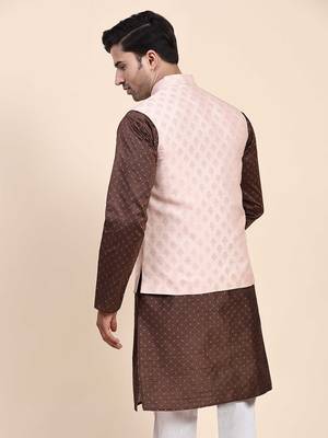 Aany's culture men's nehru jacket with digital print in cotton blend fabric 2