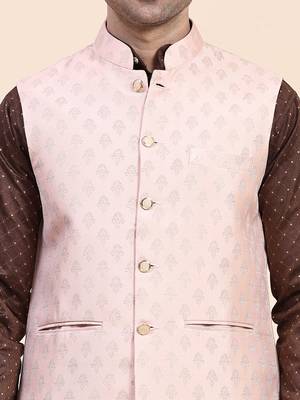 Aany's culture men's nehru jacket with digital print in cotton blend fabric 5