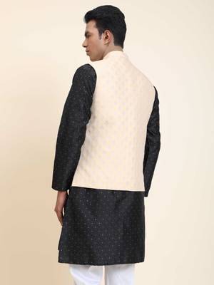 Aany's culture men's nehru jacket with digital print in cotton blend fabric 2