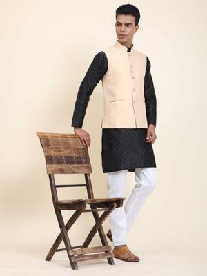 Aany's culture men's nehru jacket with digital print in cotton blend fabric 4