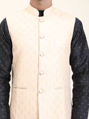 Aany's culture men's nehru jacket with digital print in cotton blend fabric 5
