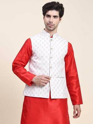 Aany's culture men's nehru jacket with digital print in cotton blend fabric 1