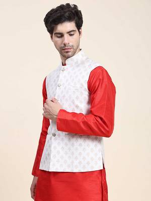 Aany's culture men's nehru jacket with digital print in cotton blend fabric 3