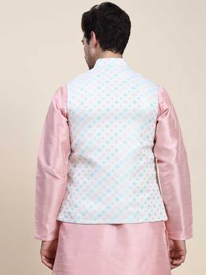 Aany's culture men's nehru jacket with digital print in cotton blend fabric 2