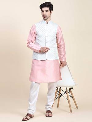 Aany's culture men's nehru jacket with digital print in cotton blend fabric 4