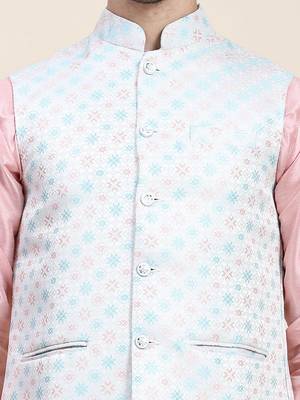 Aany's culture men's nehru jacket with digital print in cotton blend fabric 5