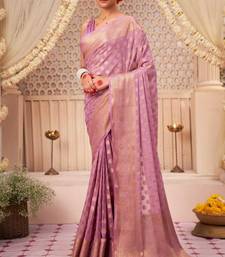 The Golden Bloom Banarasi Silk Saree With Zari & Jacquard Florals. 