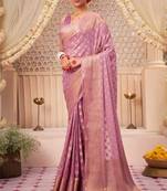 The Golden Bloom Banarasi Silk Saree With Zari & Jacquard Florals. 